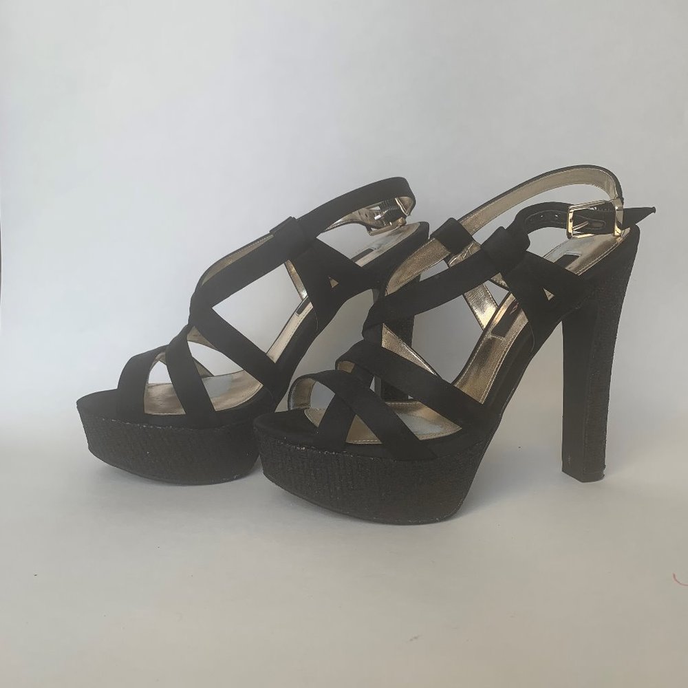 Black Glitter Nina NY Platform Sandals